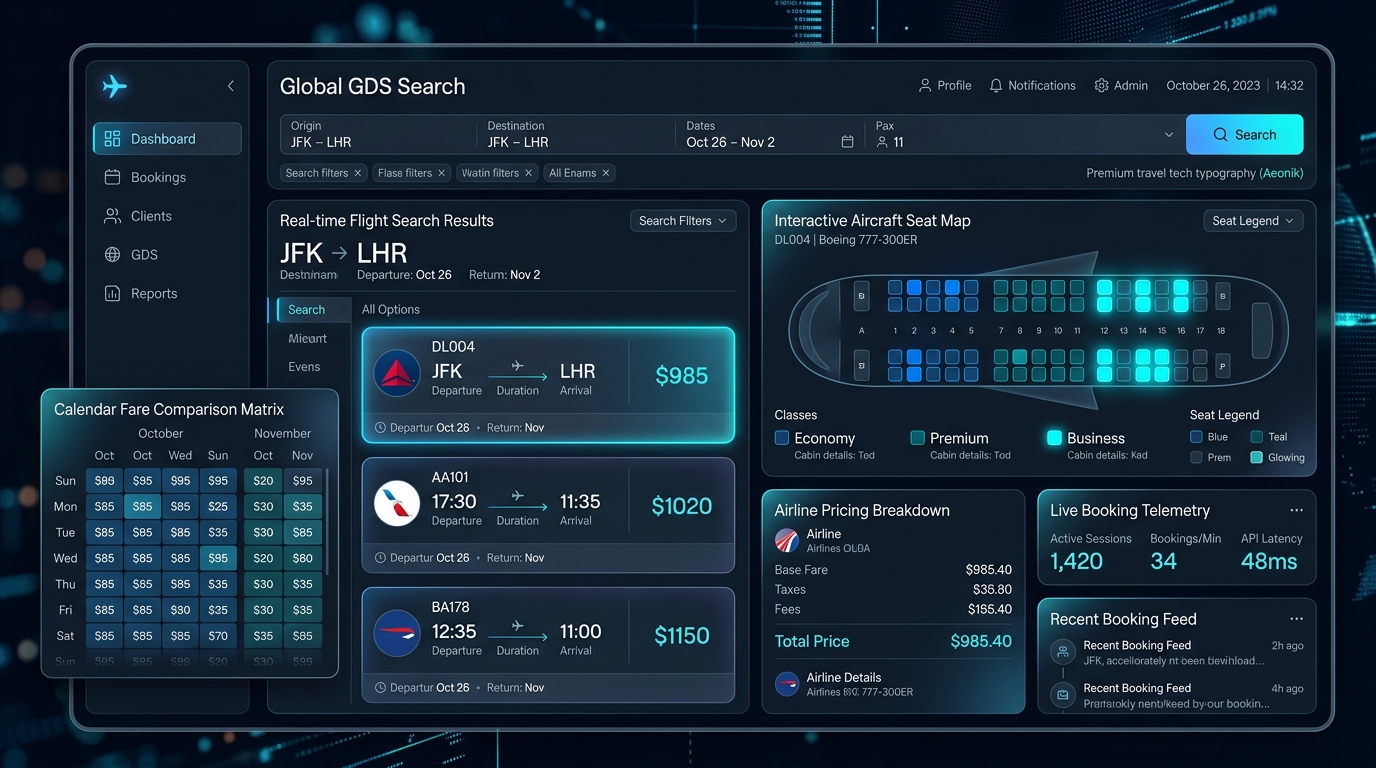 Flight Booking Engine UI Design Mockup