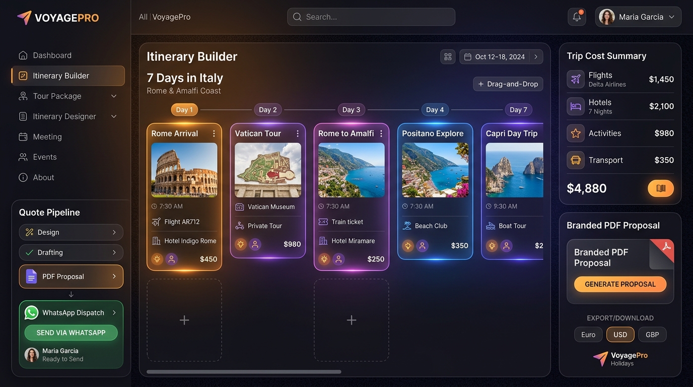 Tour Package Itinerary Builder UI Design Mockup
